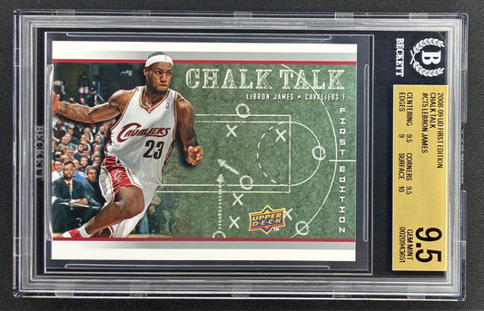 2008-09 Upper Deck First Edition LeBron James Chalk Talk CT-5 Cleveland Cavaliers BGS 9.5 Gem Mint.
