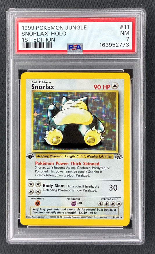 1999 Pokémon Jungle Snorlax Holo 11/64 1st Edition PSA 7 Near Mint.
