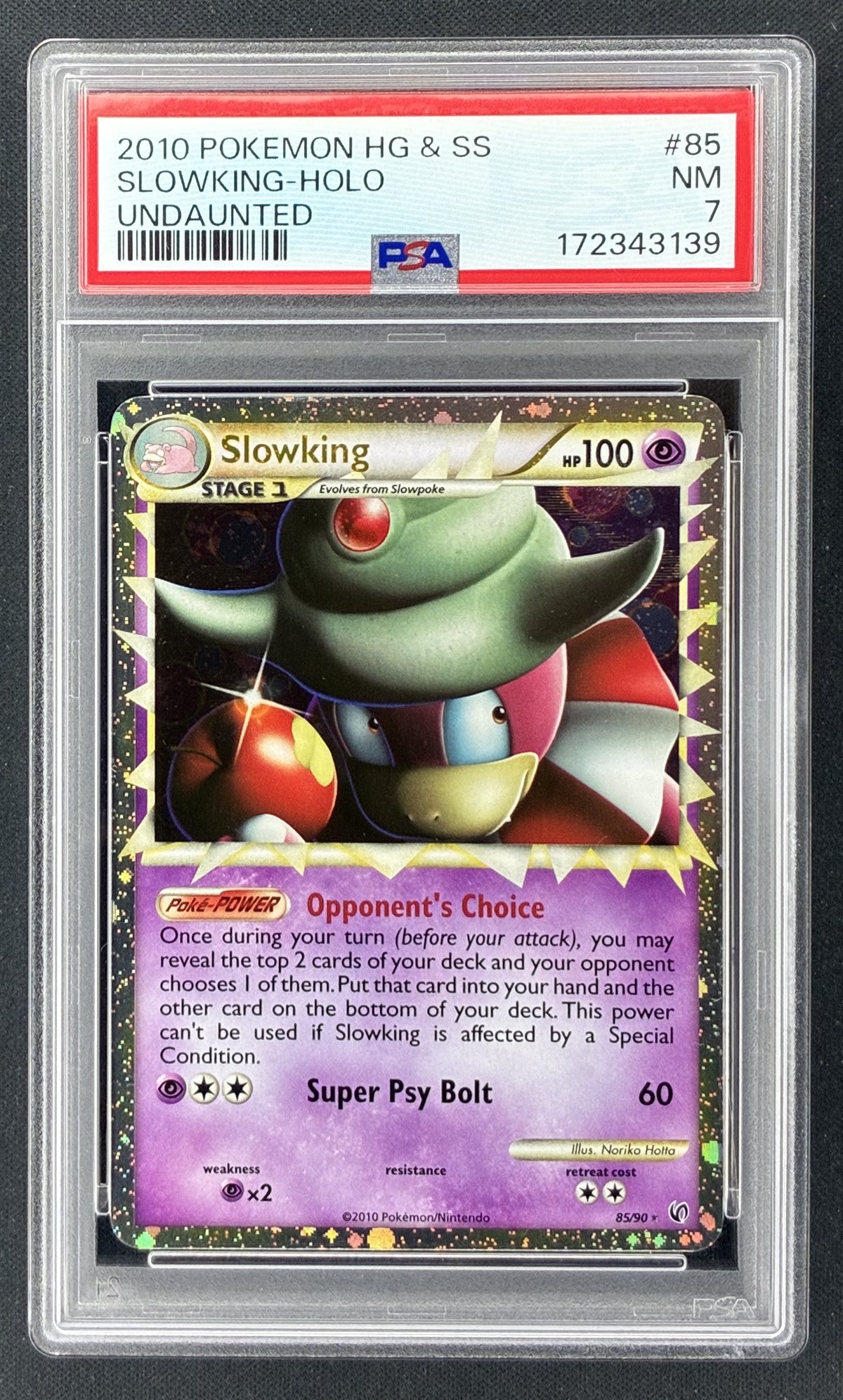 2010 Pokémon HeartGold SoulSilver Undaunted Slowking Prime 85/90 Holo PSA 7 Near Mint.