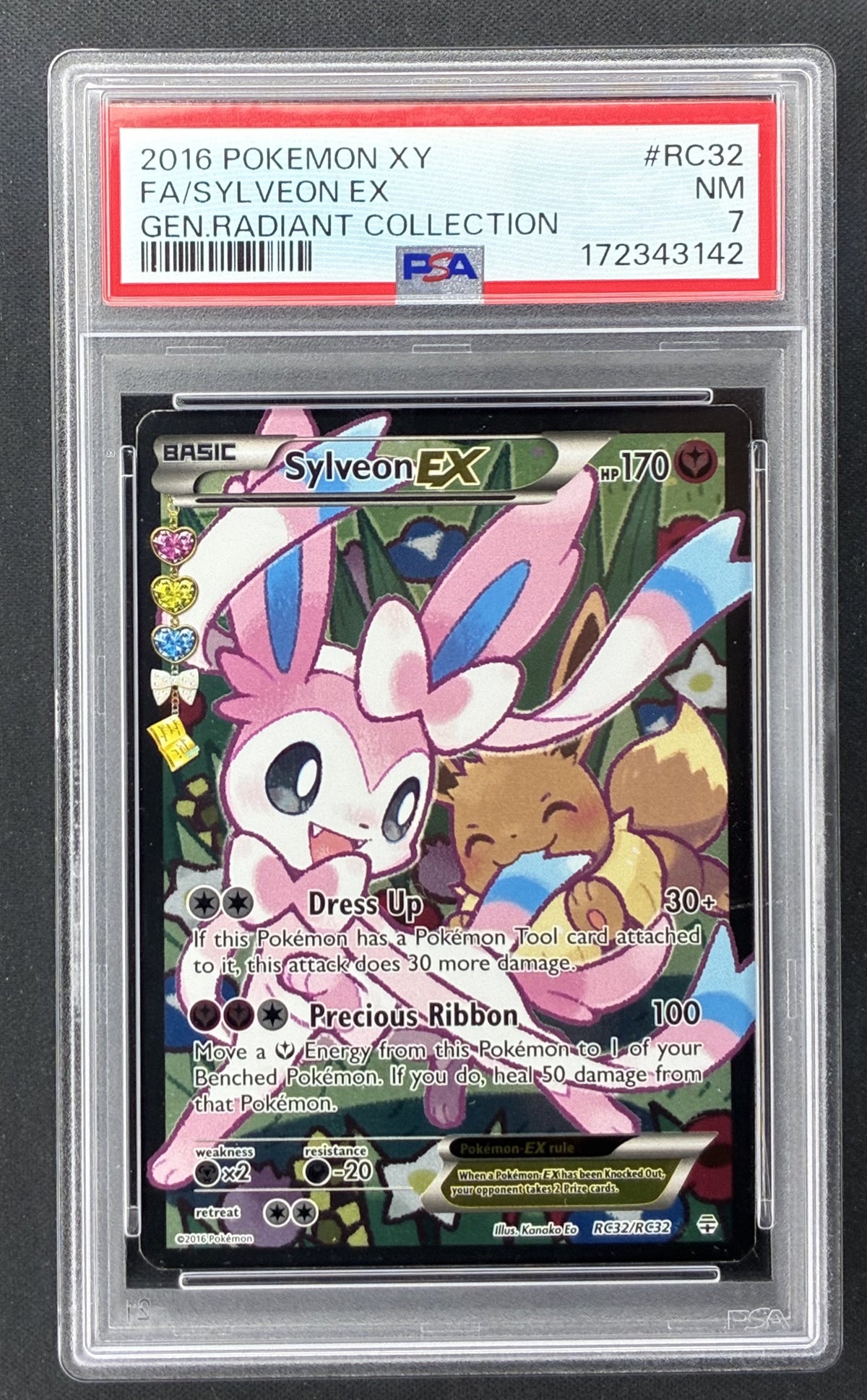 2016 Pokémon Generations Radiant Collection Sylveon EX RC32 Full Art PSA 7 Near Mint.
