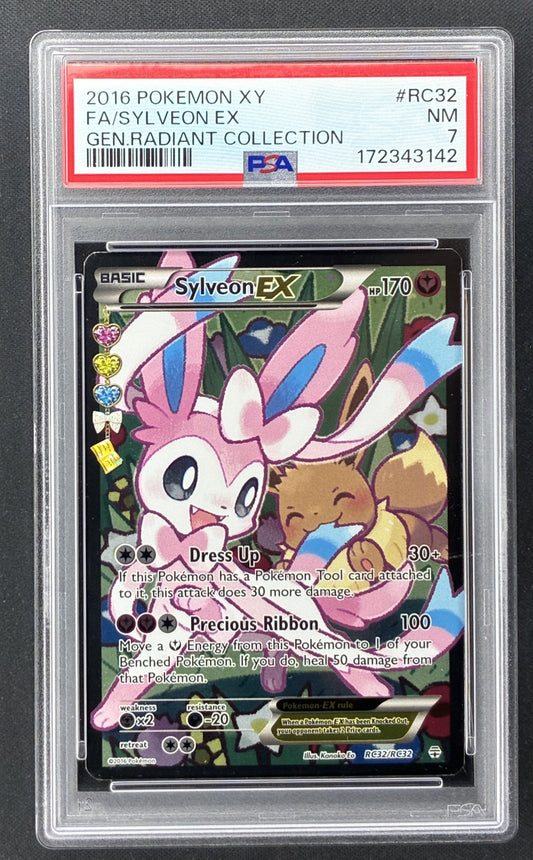 2016 Pokémon Generations Radiant Collection Sylveon EX RC32 Full Art PSA 7 Near Mint.