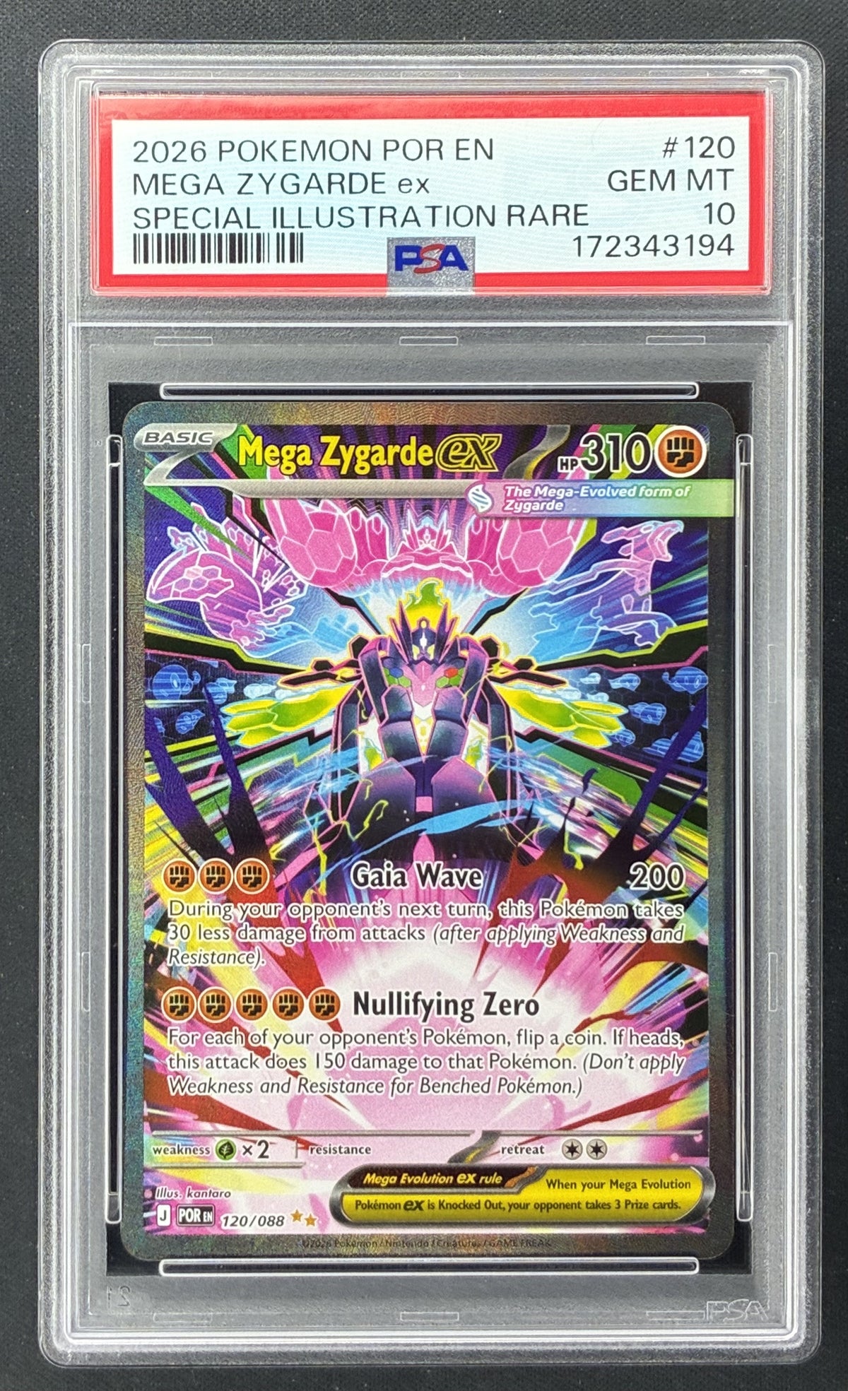 2026 Pokémon Japanese Perfect Order Mega Zygarde ex 120/088 Special Art Rare PSA 10 Gem Mint.