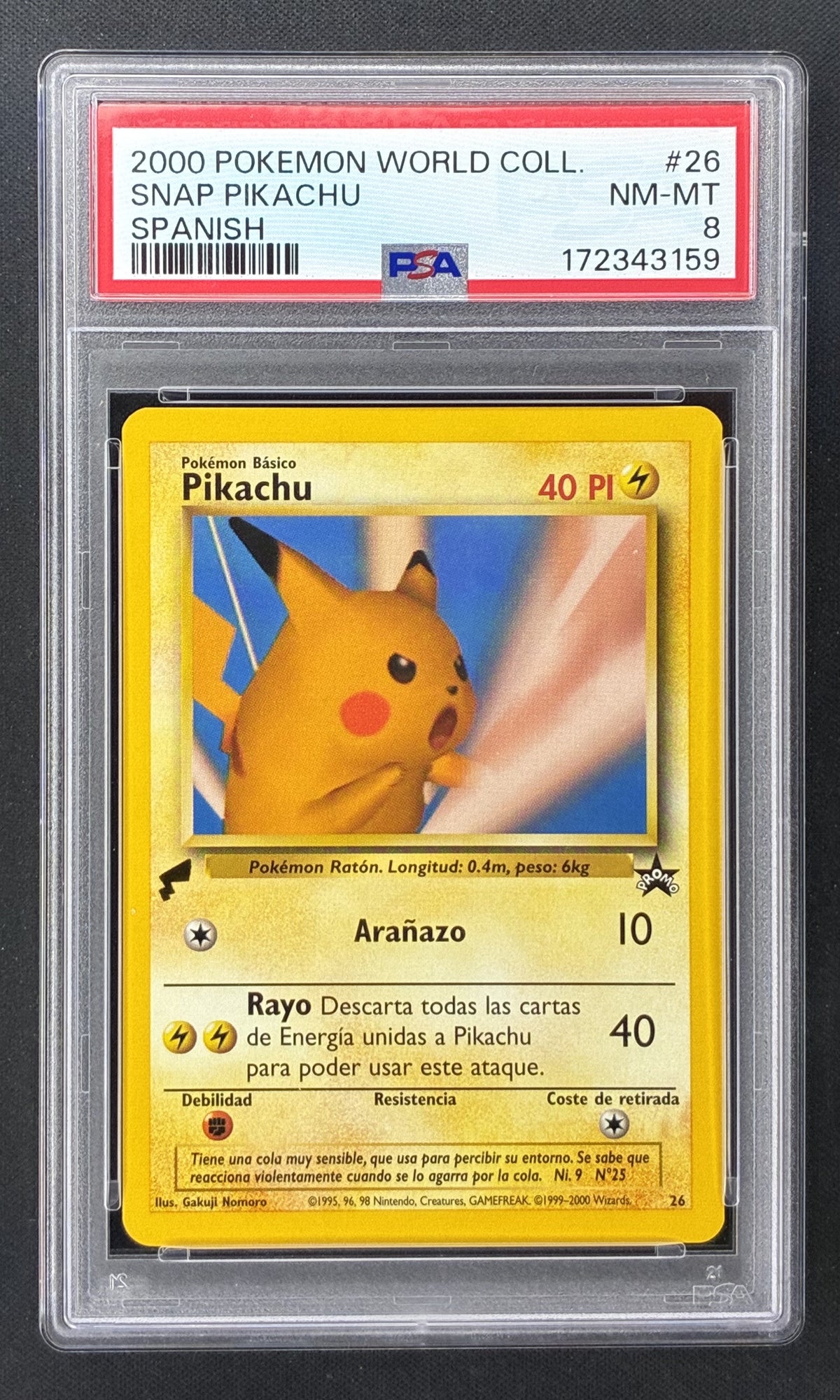 2000 Pokémon World Collection Pikachu Spanish promo PSA 6 EX-MT.
