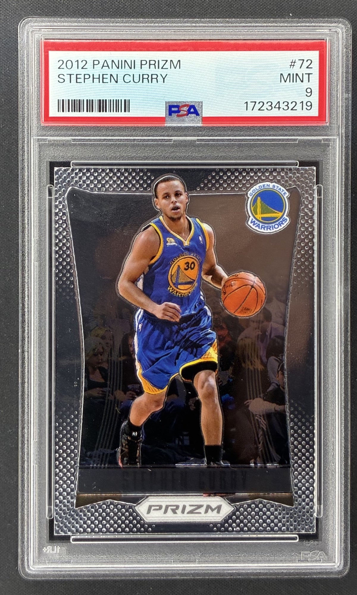 2012-13 Panini Prizm Stephen Curry 72 first year Prizm Golden State Warriors PSA 9 Mint.