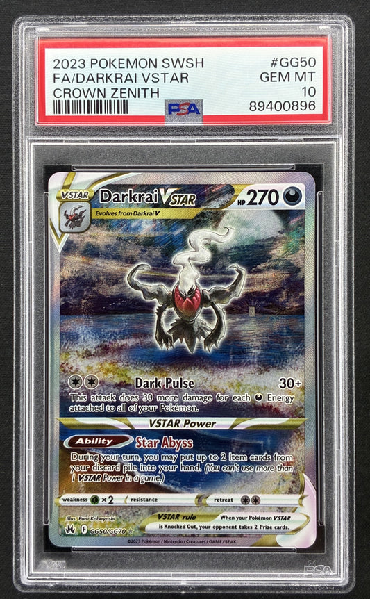 2023 Pokémon Crown Zenith Darkrai VSTAR GG50 GG70 Galarian Gallery PSA 10 Gem Mint.