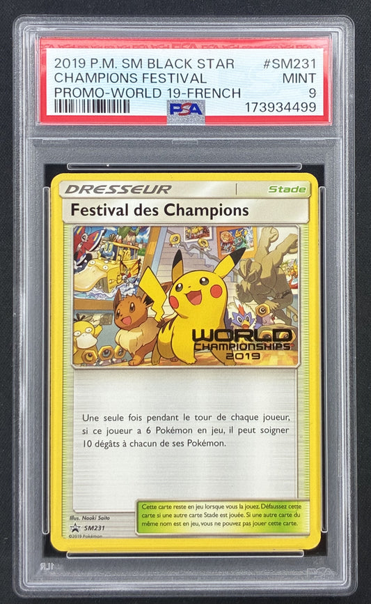 2019 Pokémon French Festival des Champions SM231 World Championships Promo PSA 9 Mint.