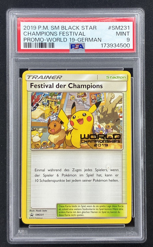 2019 Pokémon Champions Festival SM231 German World Championships Promo PSA 9 Mint.