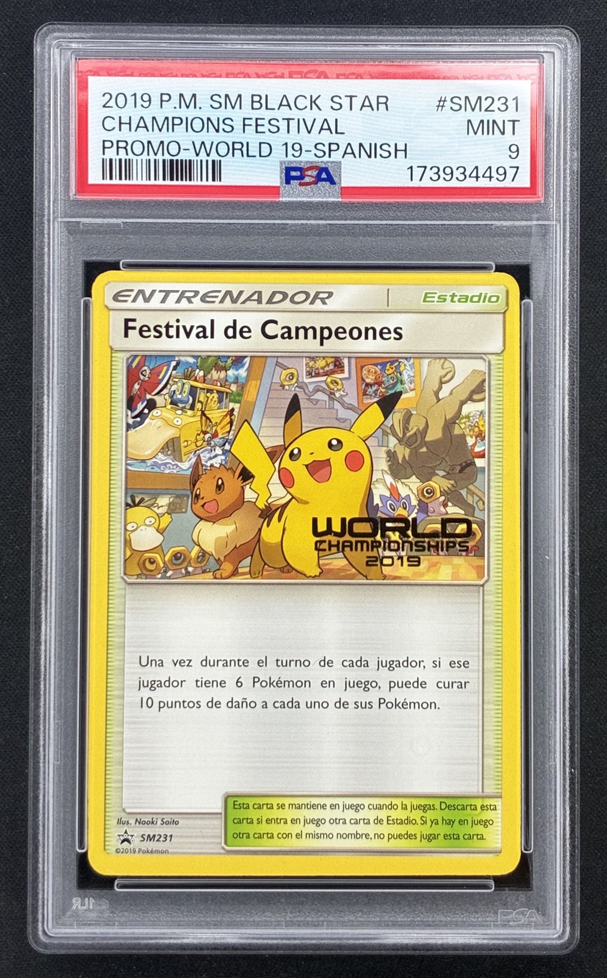 2019 Pokémon Champions Festival SM231 Spanish World Championships promo PSA 9 Mint.
