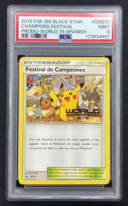 2019 Pokémon Champions Festival SM231 Spanish World Championships promo PSA 9 Mint.