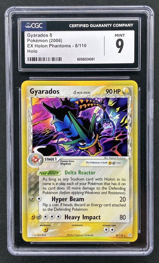 2006 Pokémon Gyarados Delta Species 8/110 EX Holon Phantoms Holo Rare graded CGC 9 Mint trading card.
