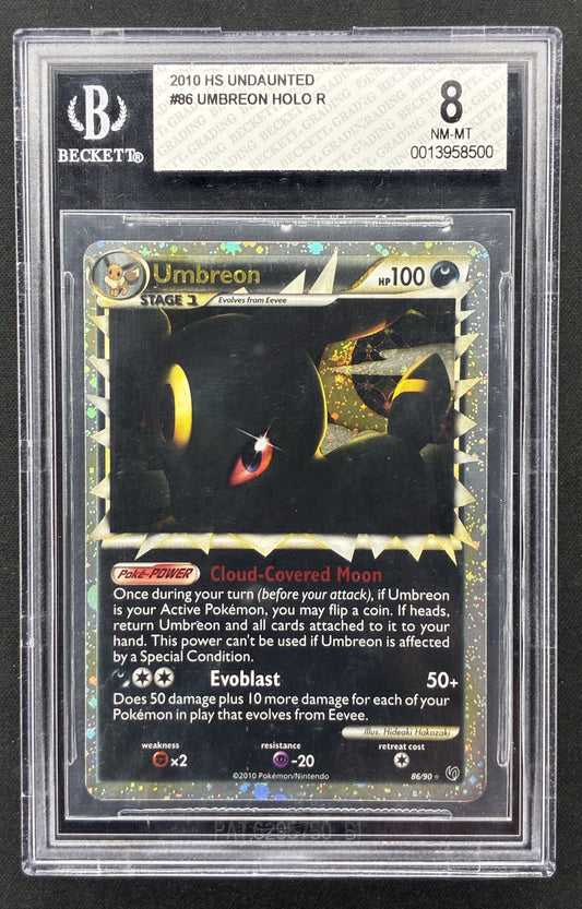2010 Pokémon Umbreon Prime 86/90 Undaunted Holo Rare English trading card graded BGS 8 NM-MT.