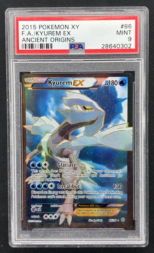 PSA slab front — 2015 Pokémon Kyurem EX #86/98 Ancient Origins Full Art Holo PSA 9 Mint