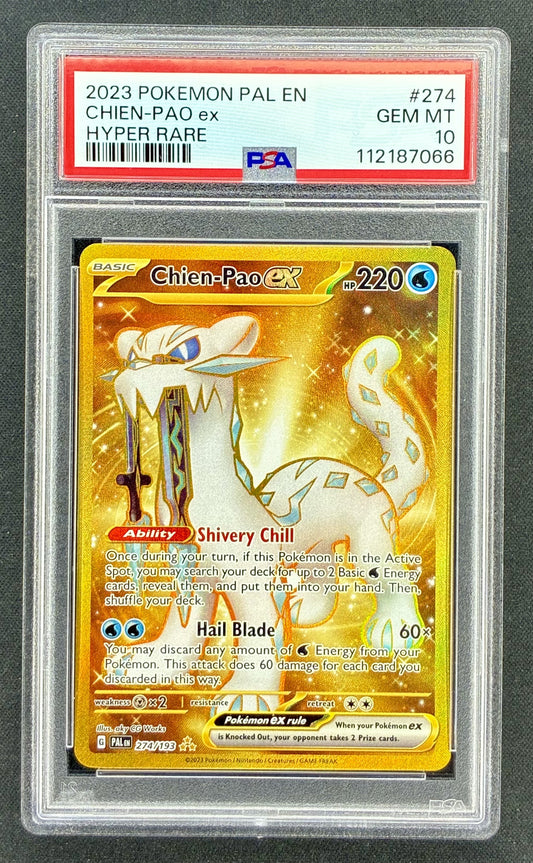 PSA 10 2023 Pokémon Paldea Evolved Chien-Pao ex #274/193 Hyper Rare Gold graded card