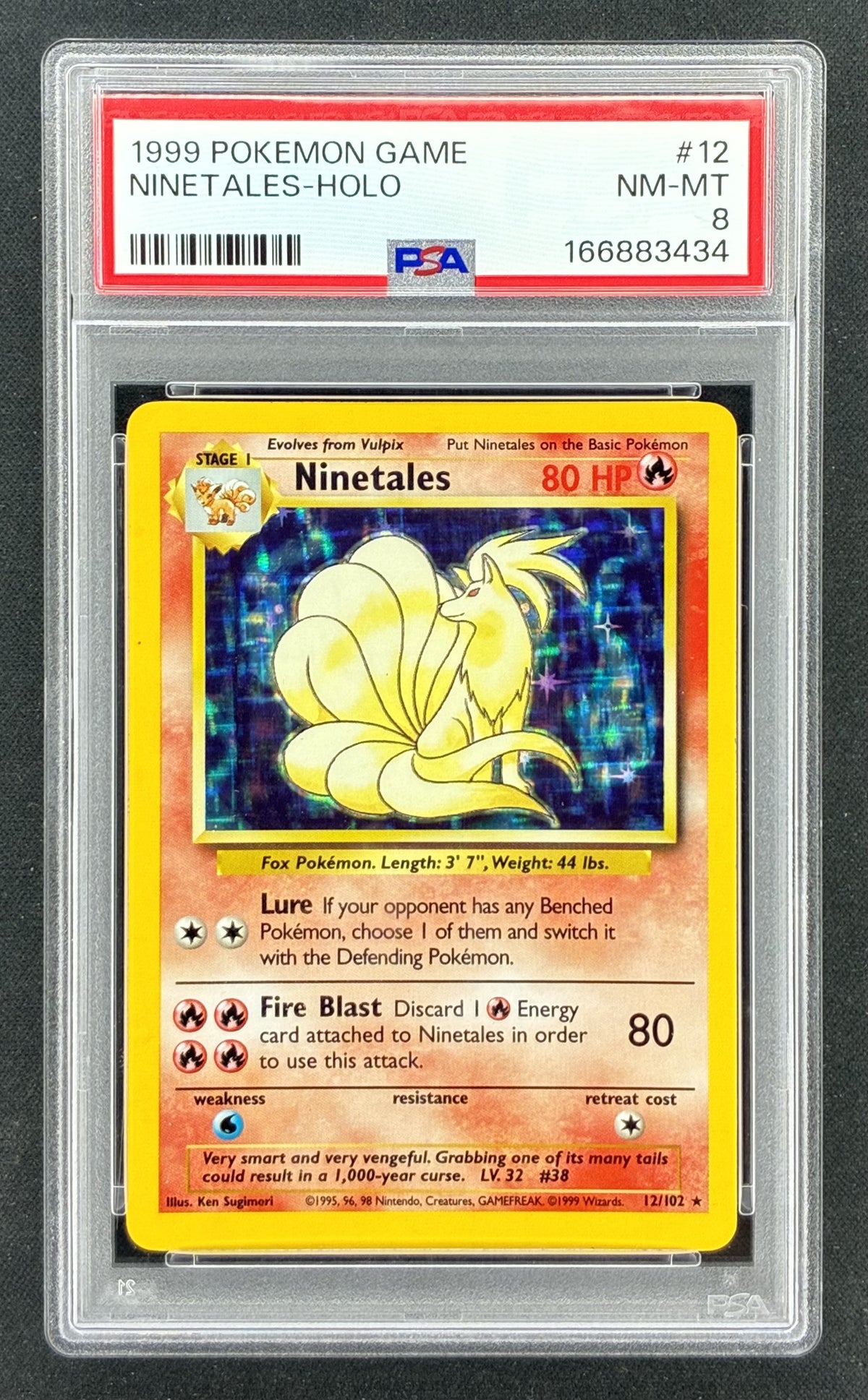 PSA 8 1999 Pokémon Base Set Ninetales #12/102 Holo graded card
