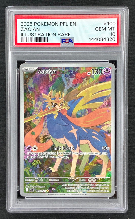 2025 Pokémon Phantasmal Flames Zacian Illustration Rare 100/094 PSA 10 Gem Mint