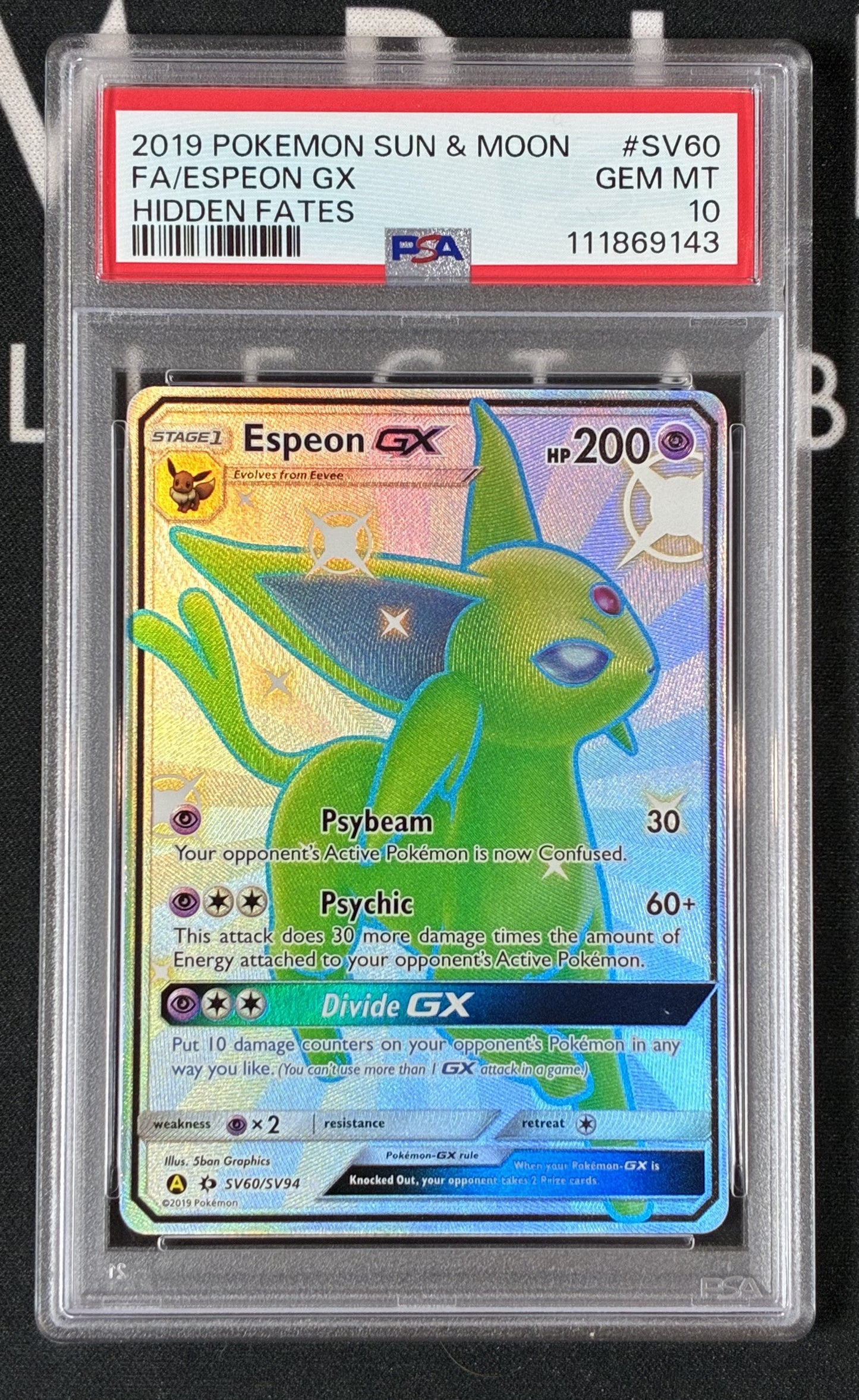 Espeon GX – SV60/SV94 – PSA 10 GEM MINT – Shiny Vault – Pokémon TCG: Hidden Fates (2019)
