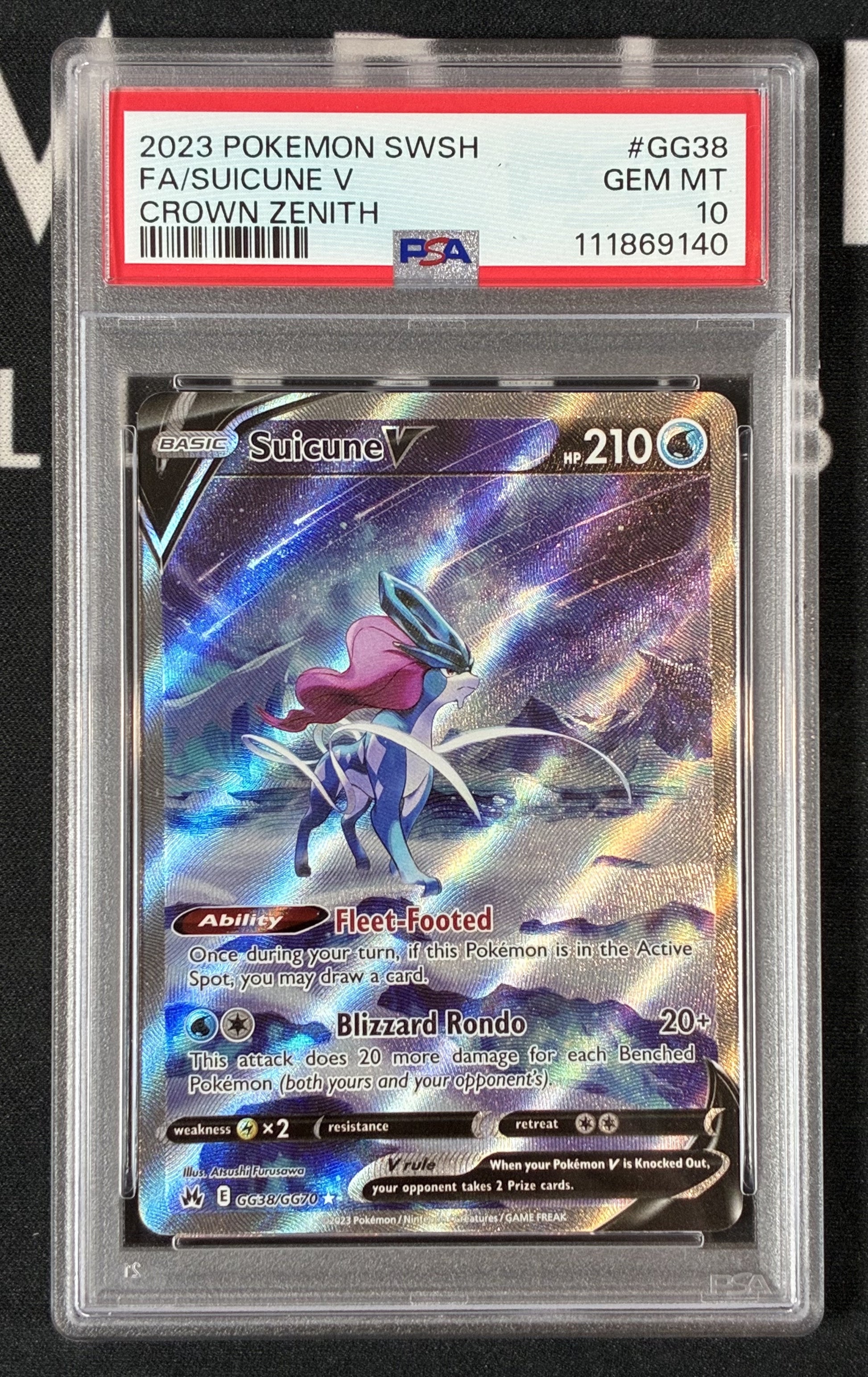 Suicune V GG38/GG70 Full Art Pokémon Card – PSA 10 GEM MINT Galarian Gallery