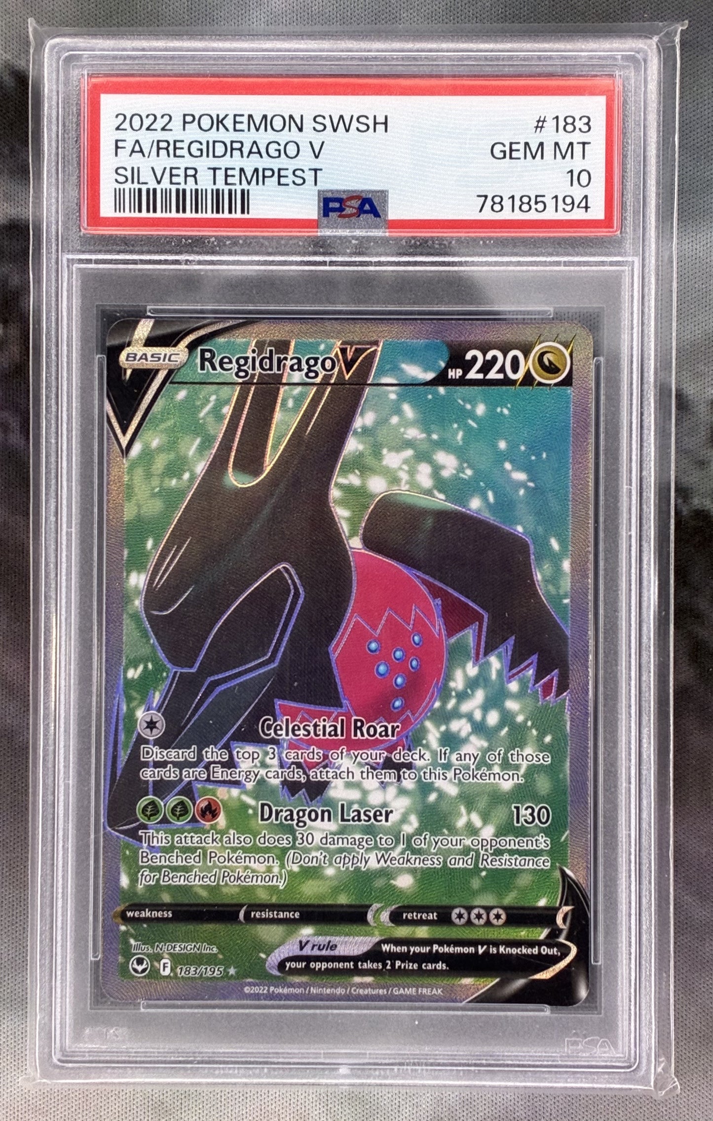Regidrago V 183/195 – Full Art – Silver Tempest Pokémon Card – PSA 10 GEM MINT