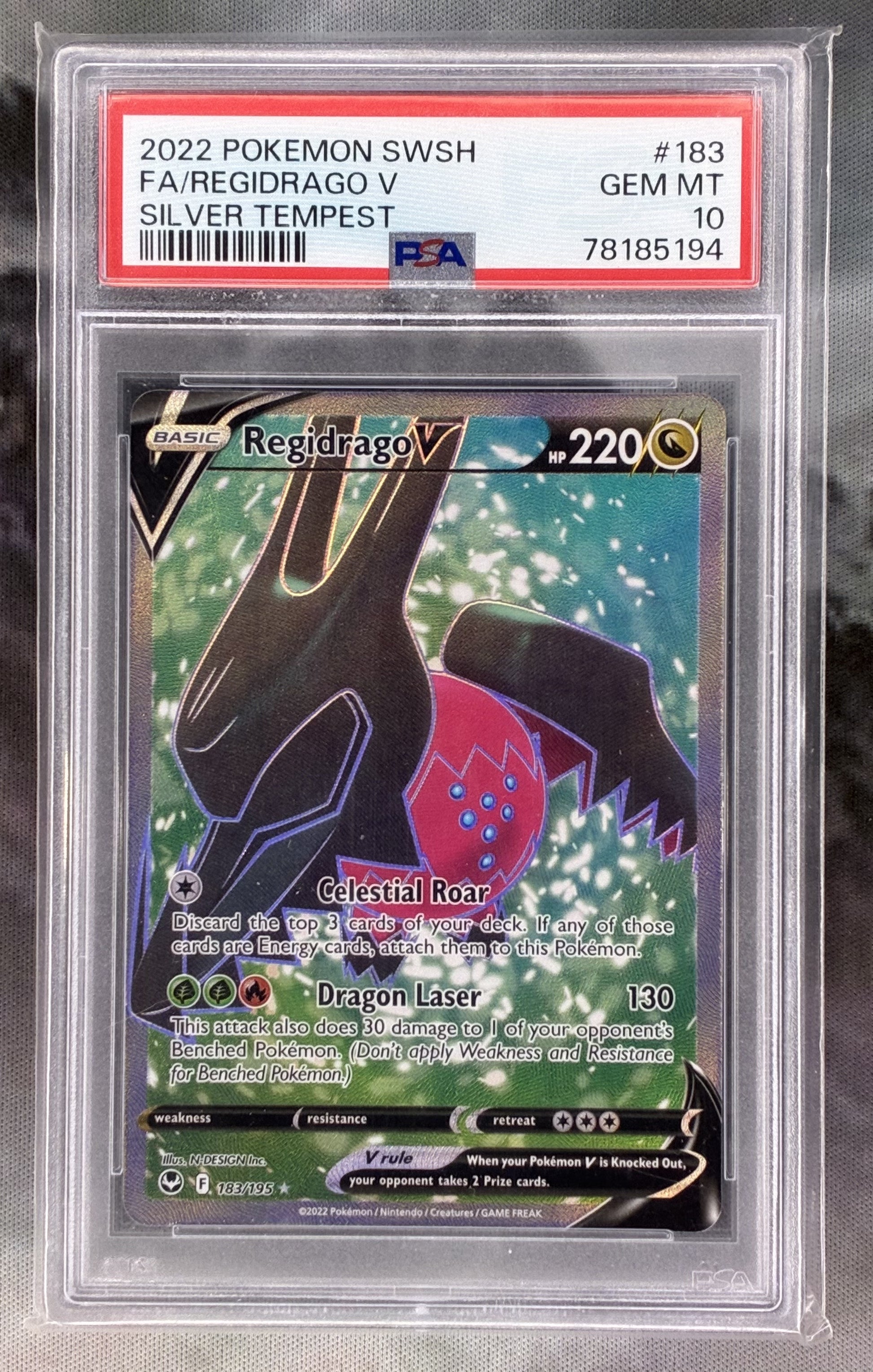 Regidrago V 183/195 – Full Art – Silver Tempest Pokémon Card – PSA 10 GEM MINT