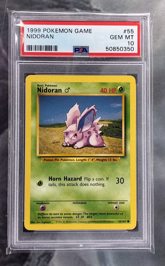 PSA 10 Nidoran 55/102 1999 Base Set Pokémon Card