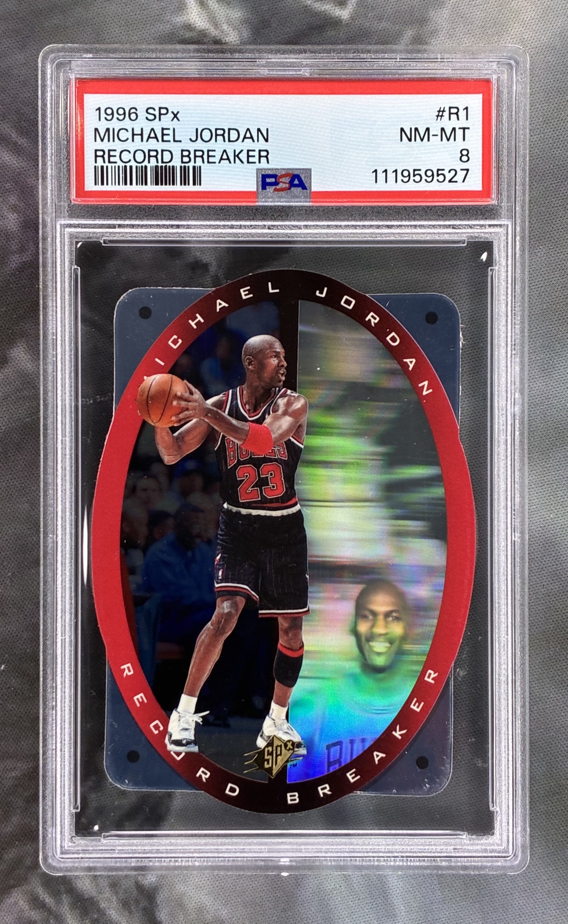 1996 SPx Record Breaker #R1 Michael Jordan PSA 8 Hologram Die-Cut Bulls