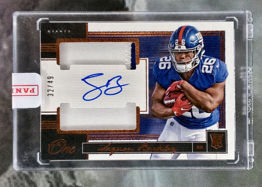 Saquon Barkley 2018 Panini One Rookie Patch Auto 32/49 Football Card