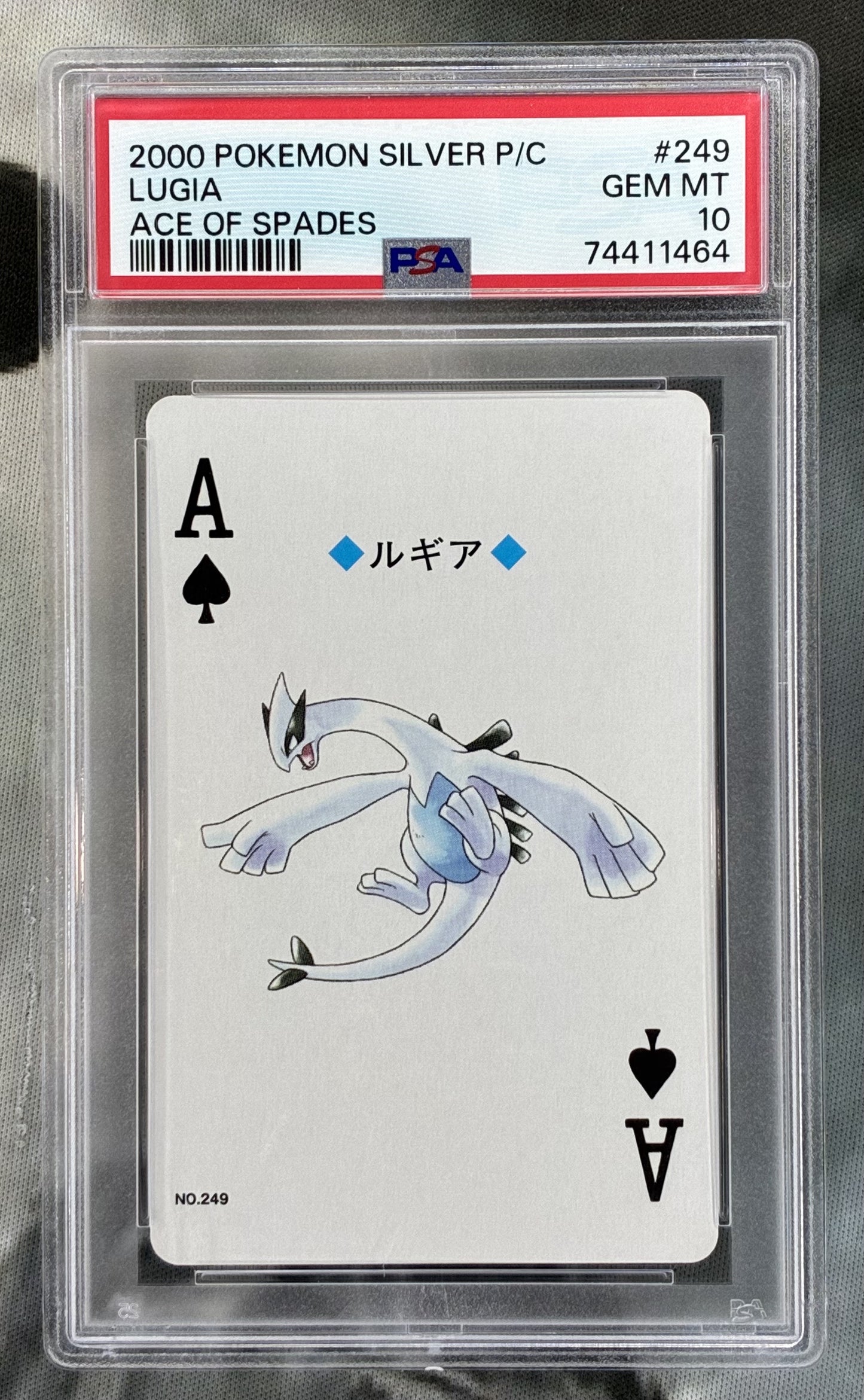 2000 Pokémon Silver Version Playing Cards Ace of Spades Lugia #249 graded PSA 10 GEM MINT