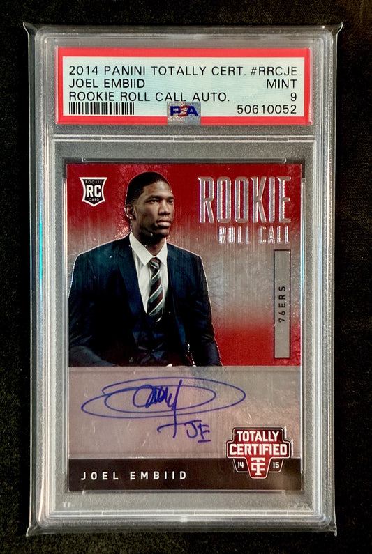 PSA 9 Joel Embiid 2014-15 Totally Certified Rookie Roll Call Auto /249 Basketball Card
