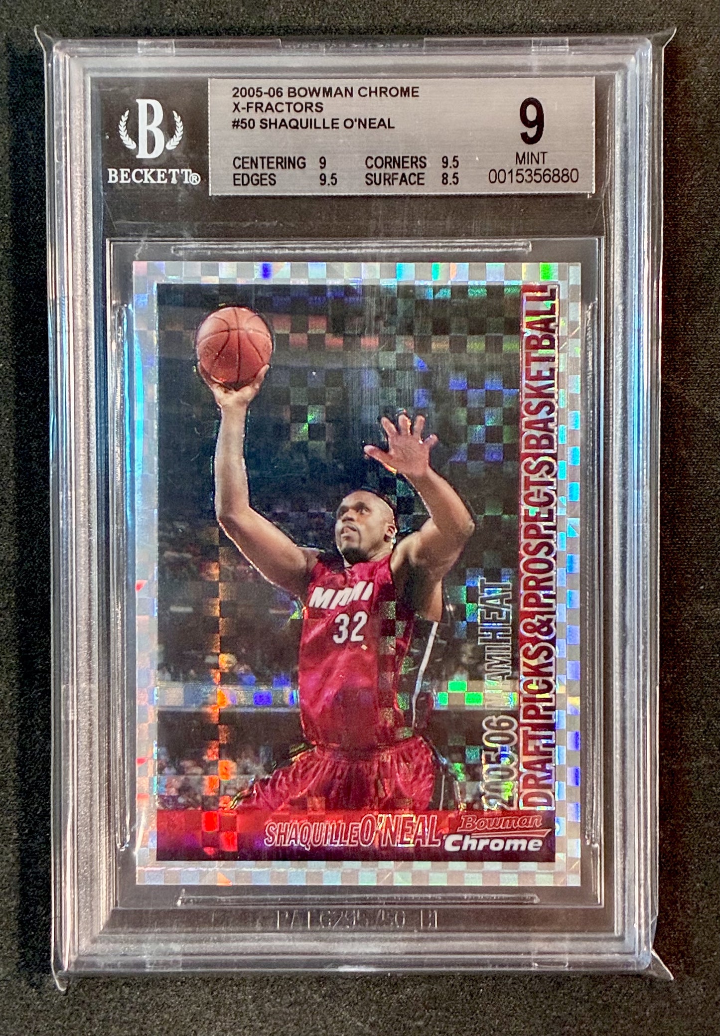 BGS 9 Shaquille O’Neal 2005-06 Bowman Chrome X-Fractor /150 Basketball Card