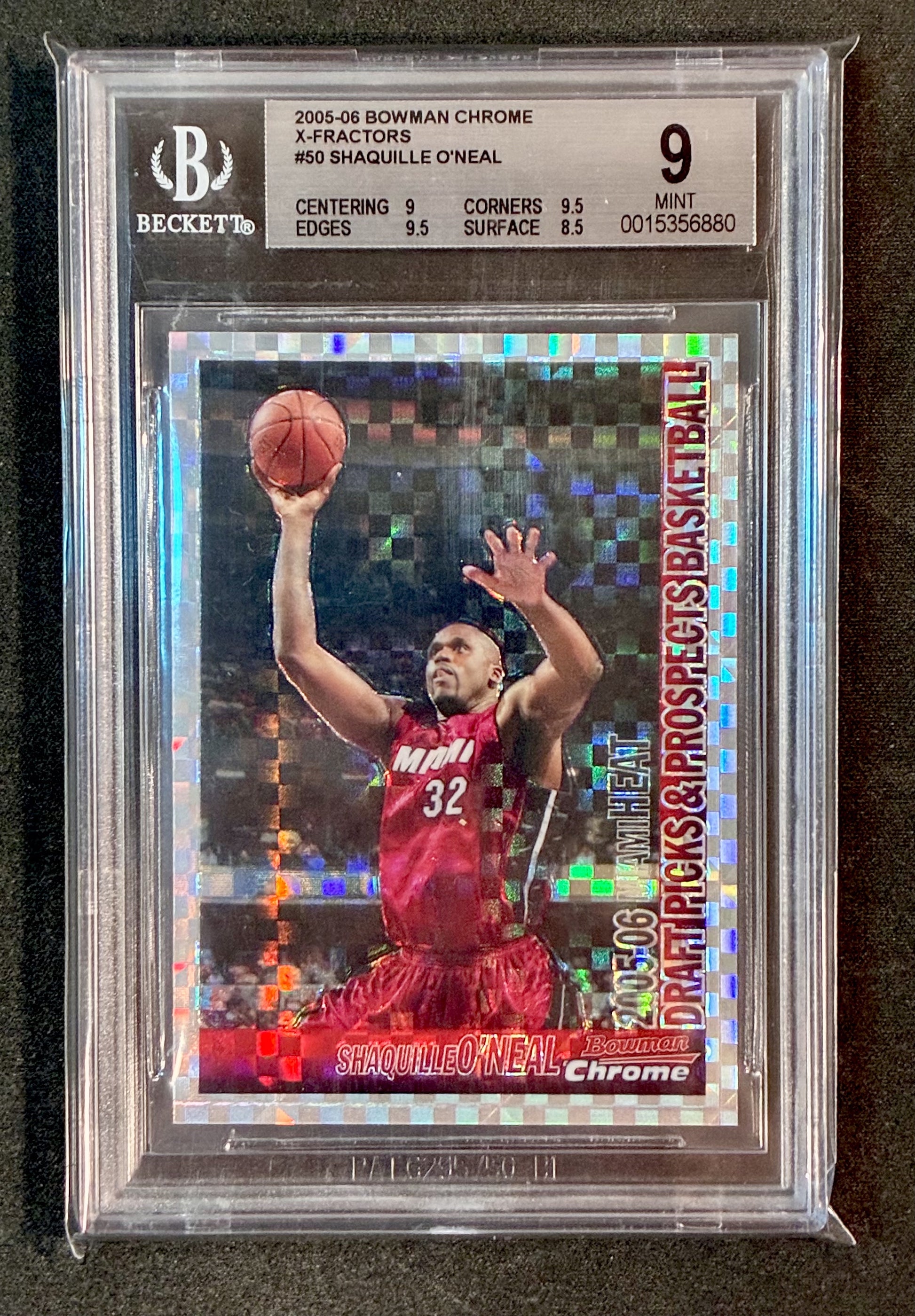 BGS 9 Shaquille O’Neal 2005-06 Bowman Chrome X-Fractor /150 Basketball Card