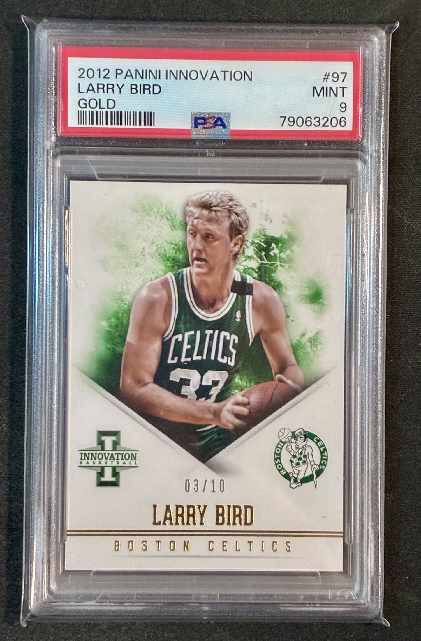 PSA 9 Larry Bird 2012-13 Panini Innovation Gold /10 Basketball Card