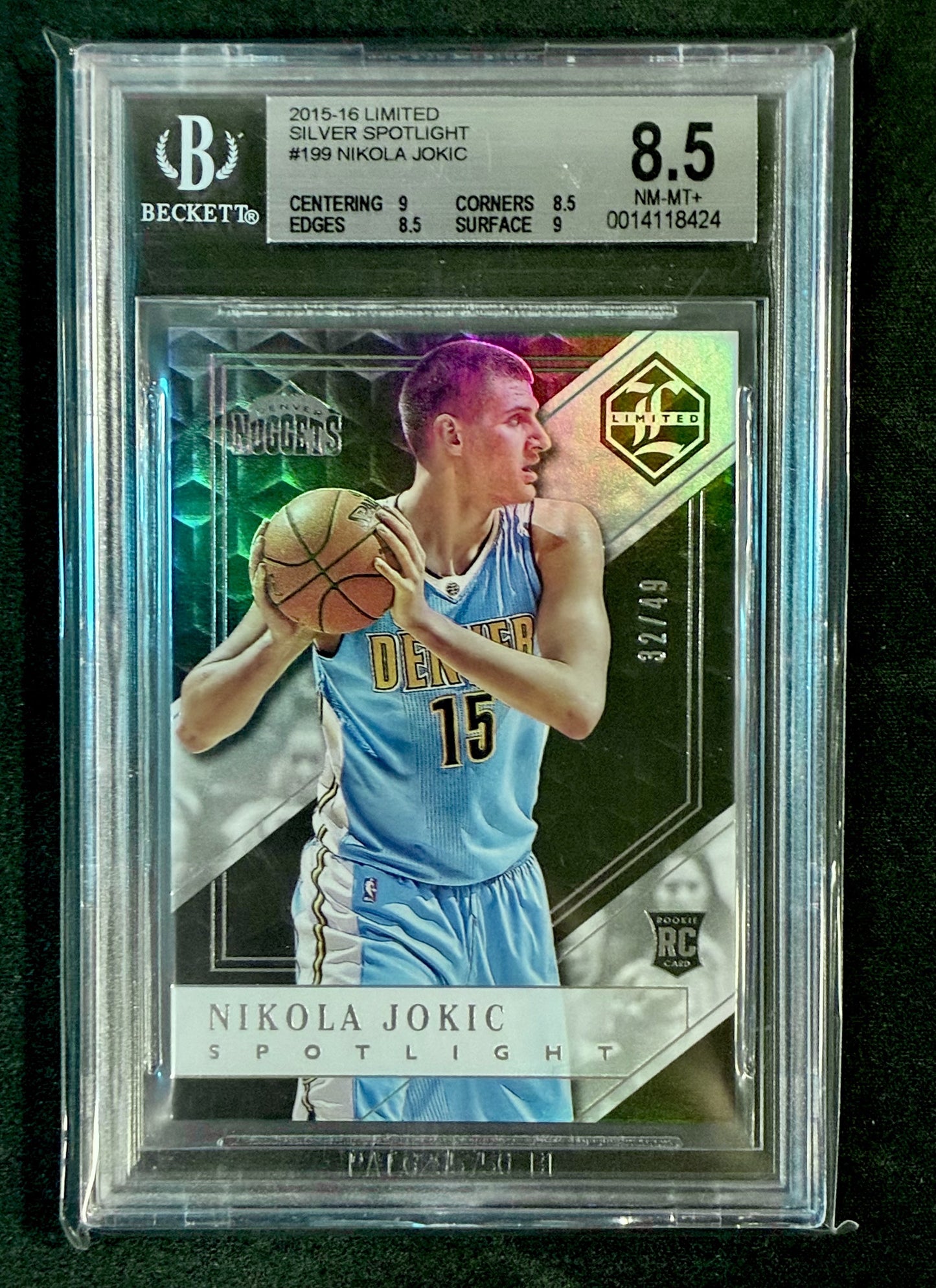BGS 8.5 Nikola Jokić 2015 Panini Limited Silver Spotlight Rookie /49 Basketball Card