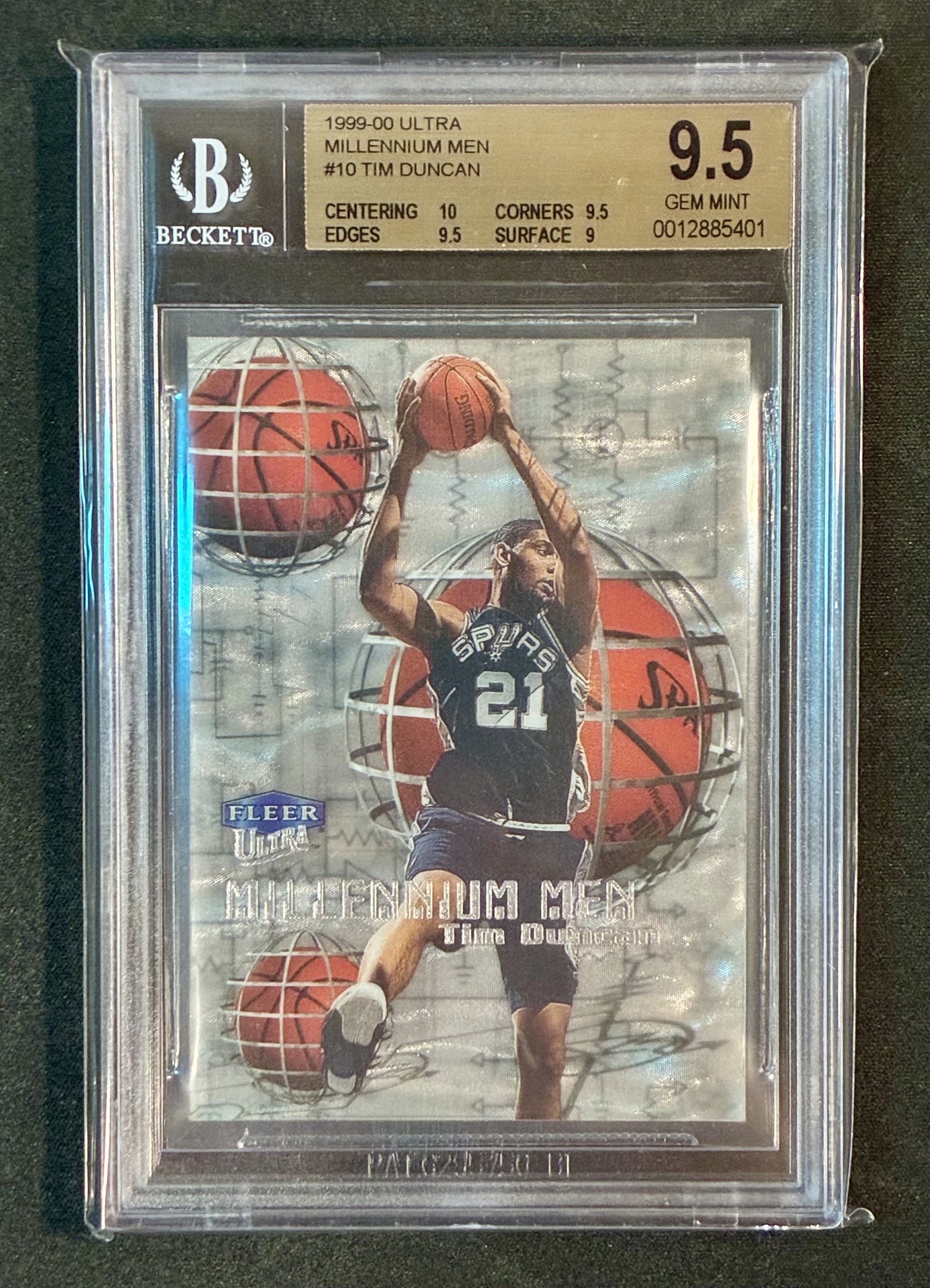 Shop BGS 9.5 Tim Duncan 1999-00 Fleer Ultra Millennium Men Insert #10 /100. Rare Spurs legend insert in Gem Mint condition.