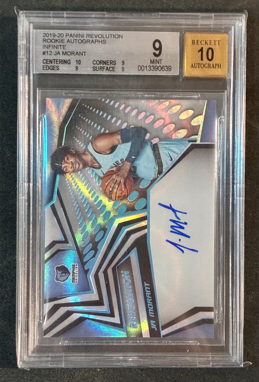 BGS 9 Ja Morant 2019-20 Panini Revolution Infinite Rookie Auto /25 Basketball Card