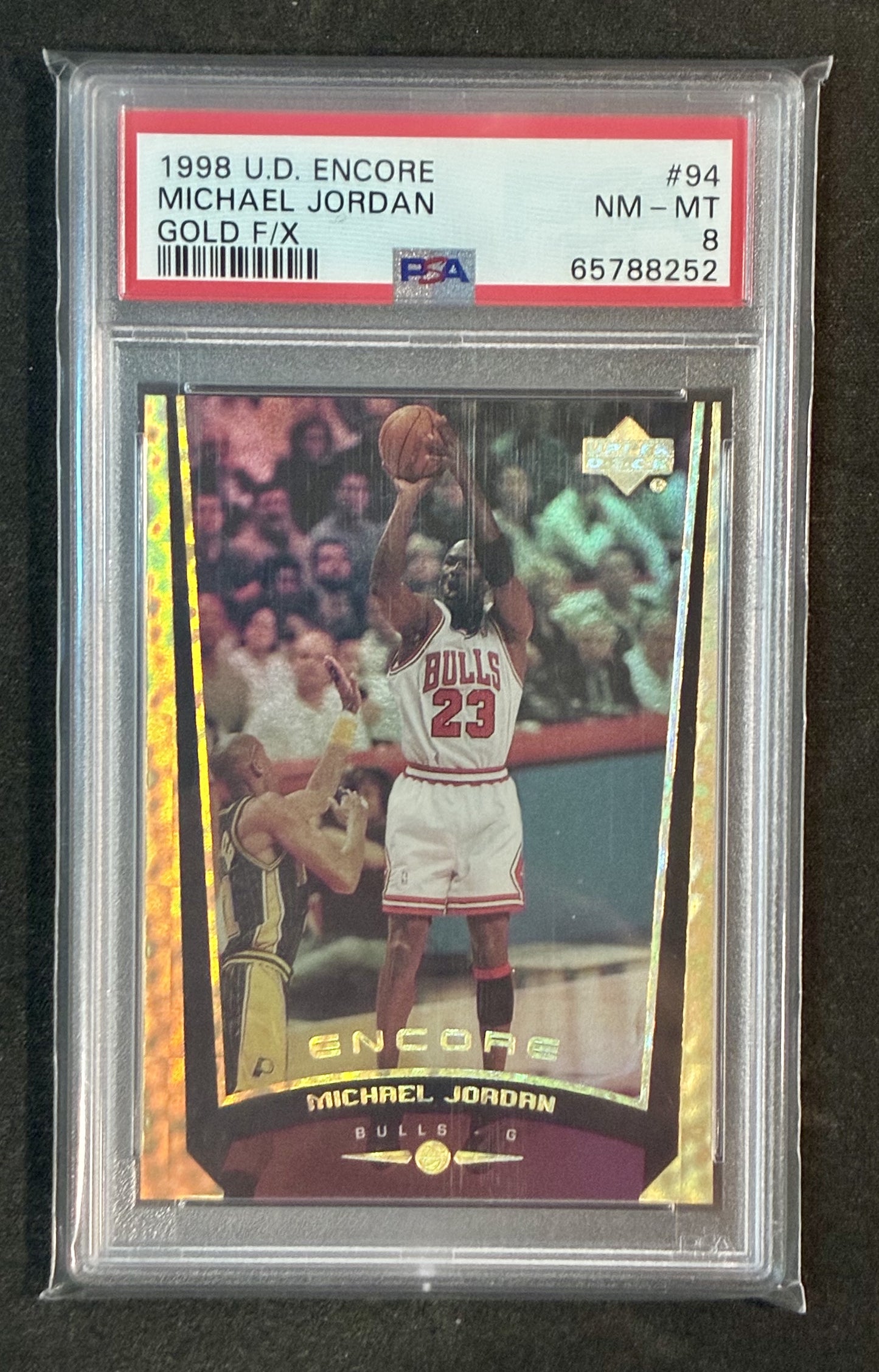 PSA 8 Michael Jordan 1998 Upper Deck Encore Gold F/X /125 Basketball Card