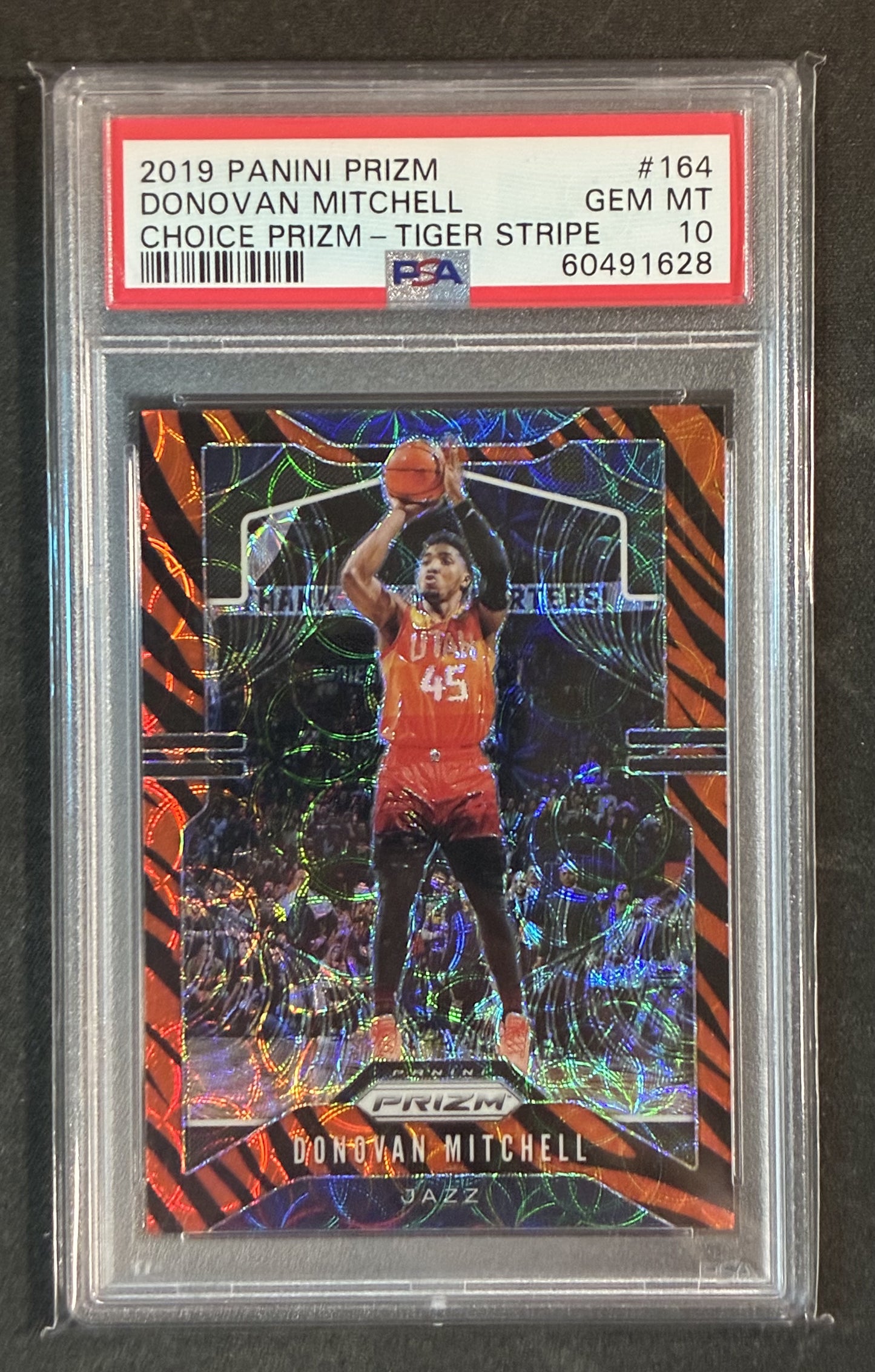 PSA 10 Donovan Mitchell 2019-20 Panini Prizm Choice Tiger Stripe Basketball Card