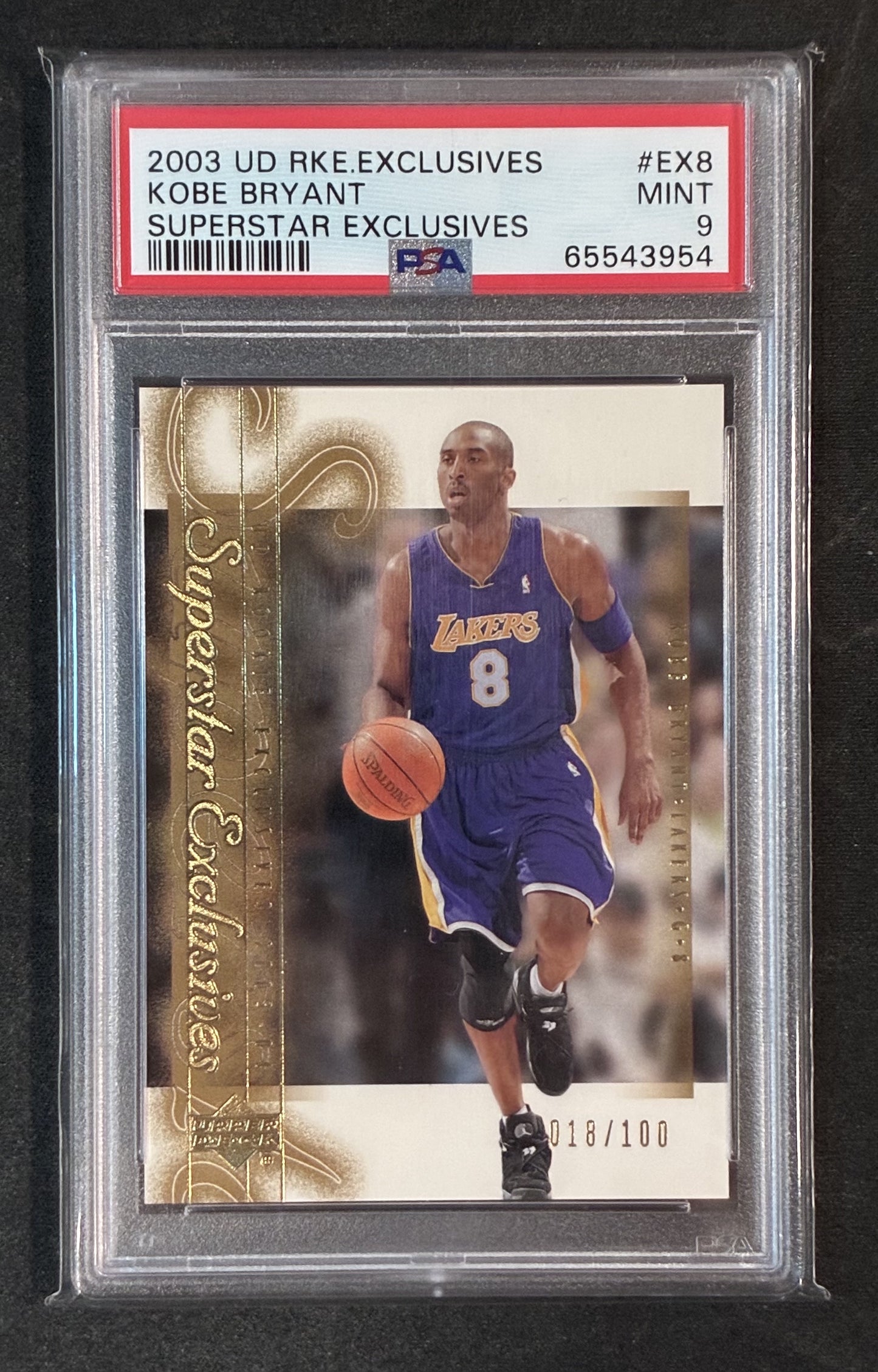 2003-04 UD Rookie Exclusives Kobe Bryant #EX8 /100 PSA 9 – Rare Lakers Insert