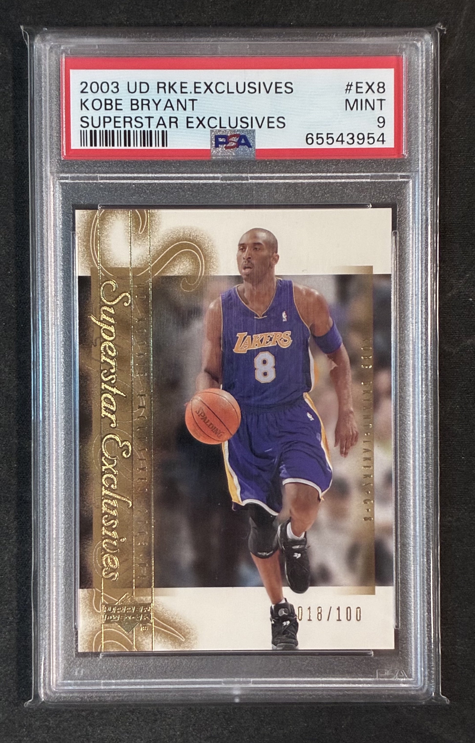 2003-04 UD Rookie Exclusives Kobe Bryant #EX8 /100 PSA 9 – Rare Lakers Insert
