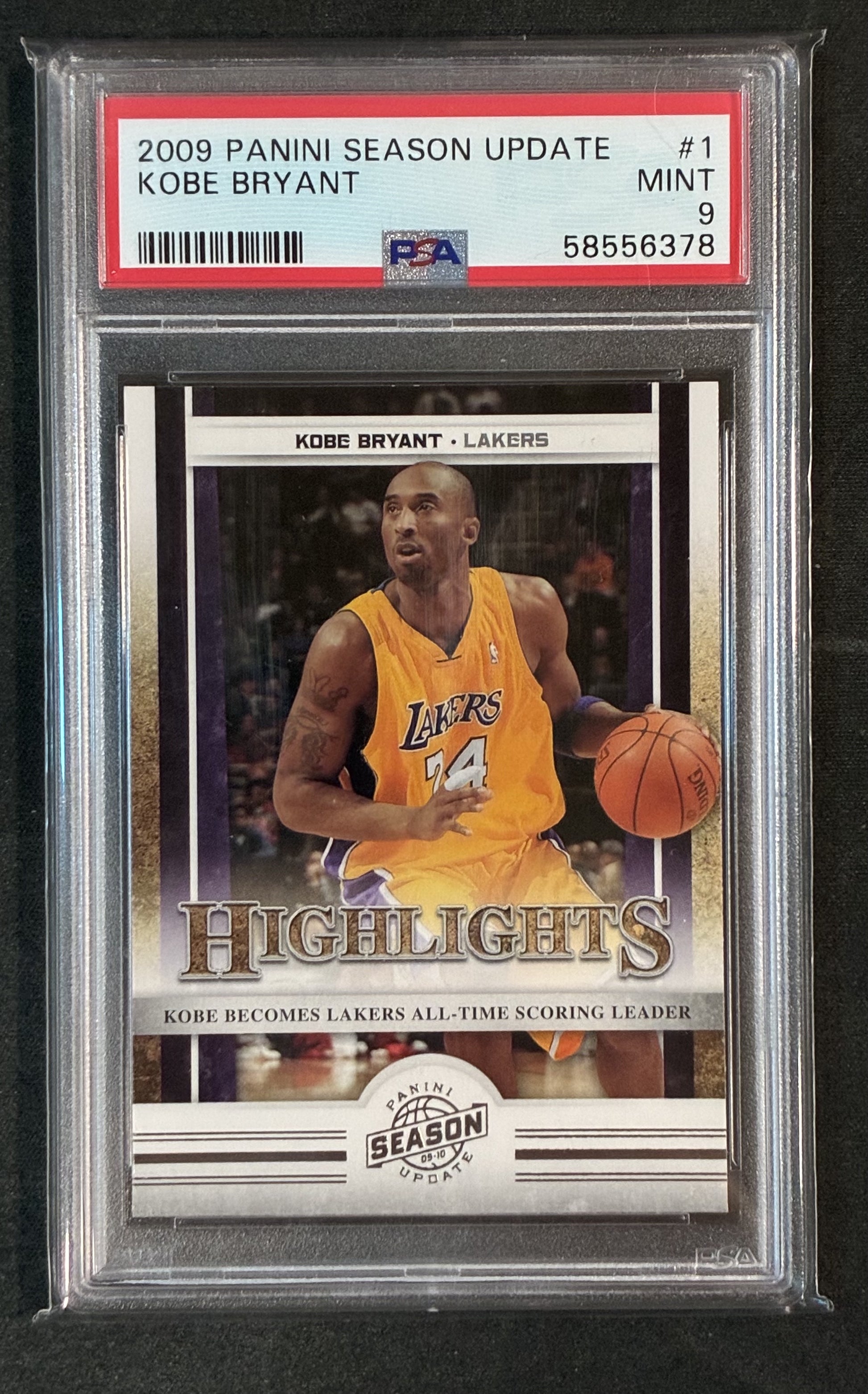2009-10 Panini Season Update Highlights Kobe Bryant #1 PSA 9 MINT – Lakers NBA Card