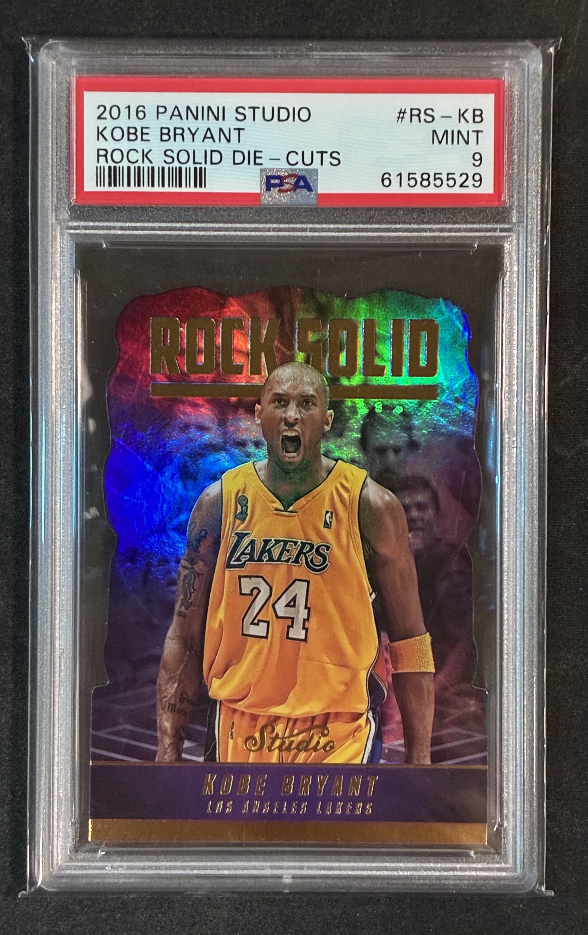 2016 Panini Studio Rock Solid Die-Cut Kobe Bryant PSA 9 – Lakers HOF Card