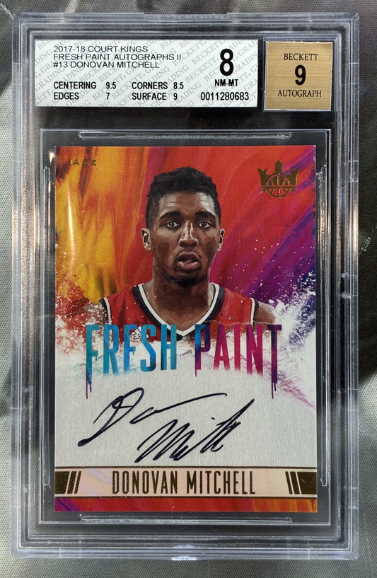 2017 Panini Court Kings Fresh Paint II Donovan Mitchell RC Auto 111/200 BGS 8/9