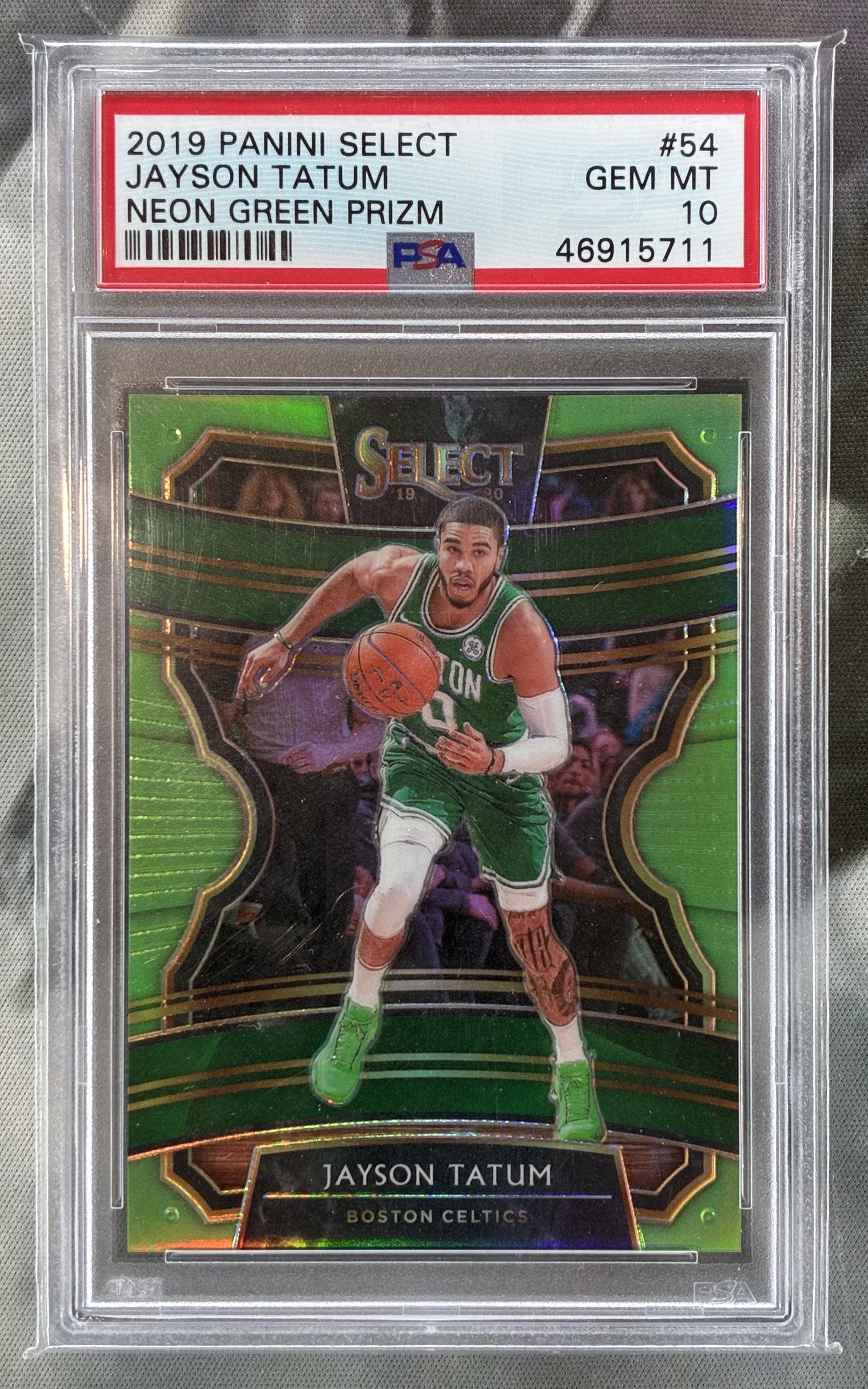 2019 Panini Select Jayson Tatum Neon Green Prizm #70/75 PSA 10 GEM MINT
