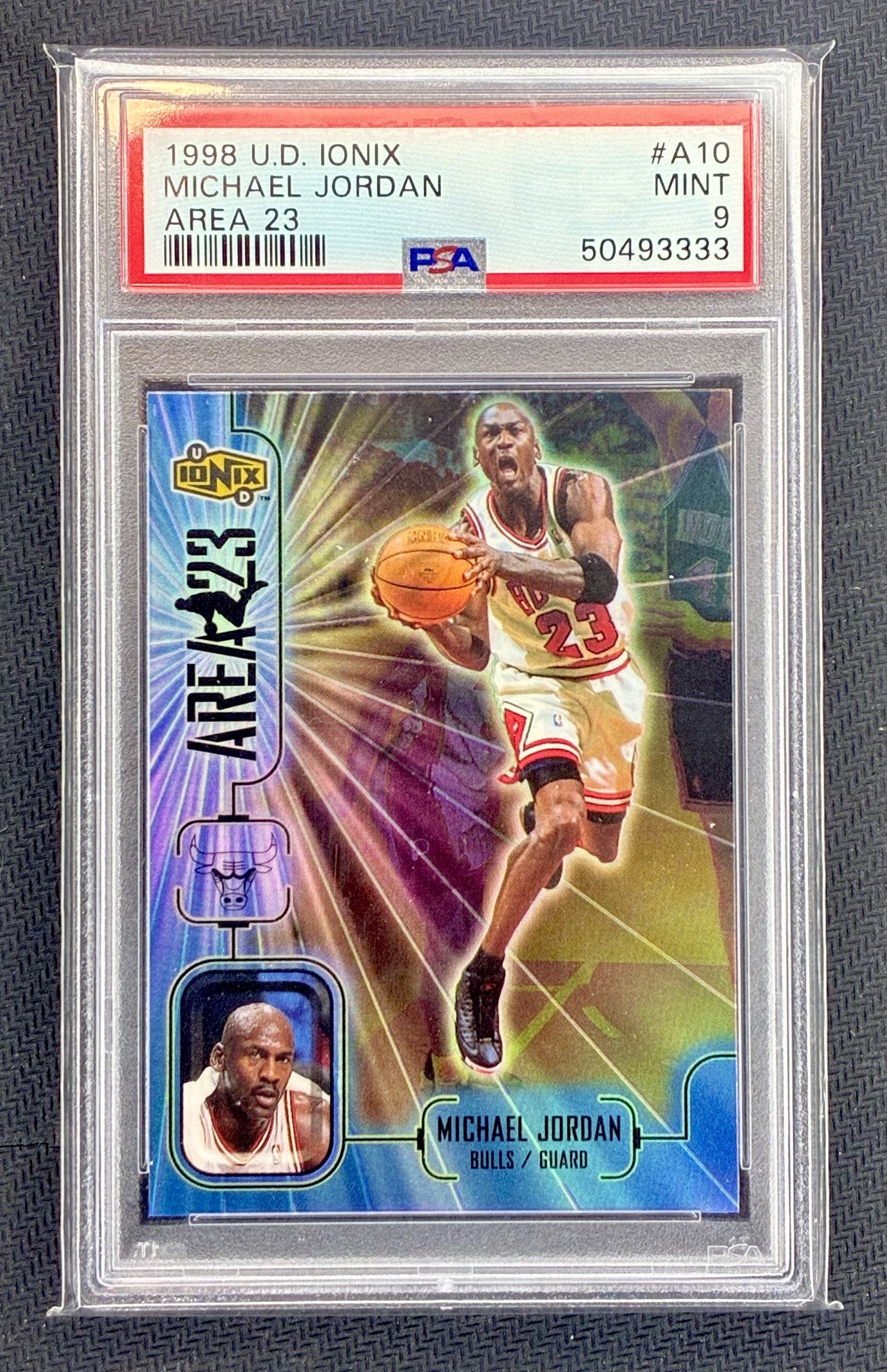 Michael Jordan 1998-99 Upper Deck Ionix Area 23 #A10 PSA 9 Bulls HOF Basketball Card