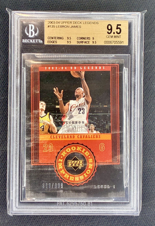 LeBron James 2003-04 Upper Deck Legends Rookie #135 /999 BGS 9.5 Gem Mint Cleveland Cavaliers