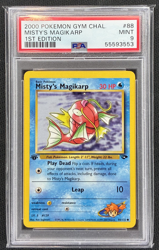PSA 9 Misty’s Magikarp 2000 Pokémon Gym Challenge 1st Edition Card