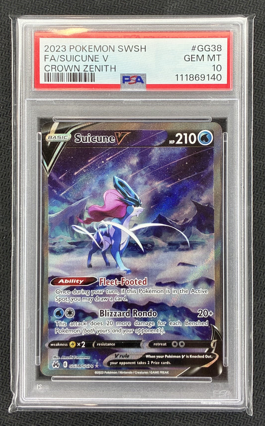 PSA 10 Suicune V Crown Zenith Galarian Gallery Holo Pokémon Card