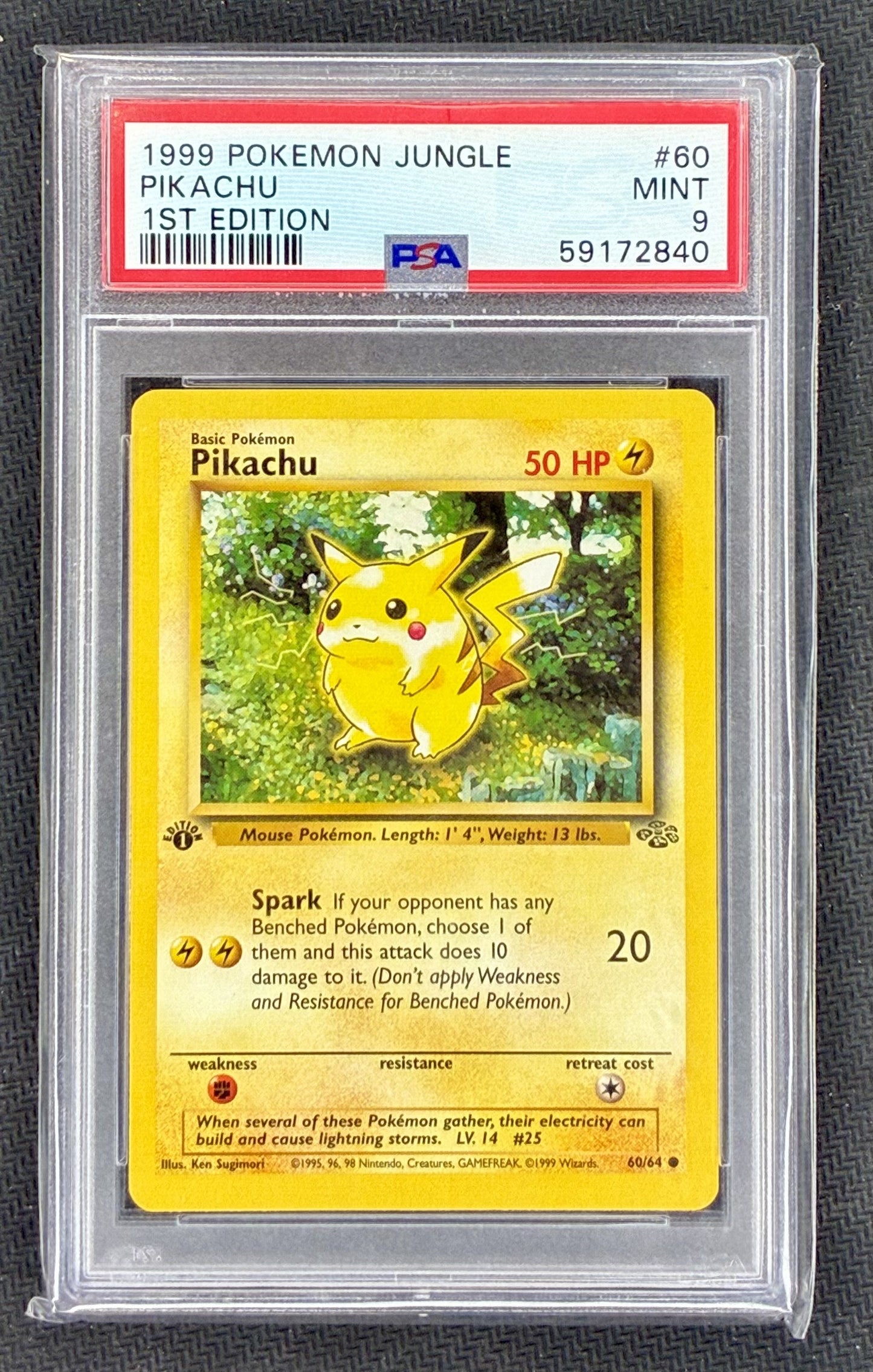 PSA 9 Pikachu 60/64 1st Edition Jungle Set 1999 Pokémon Card