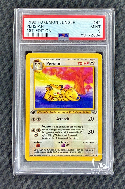PSA 9 Persian 42/64 1st Edition Jungle Set 1999 Pokémon Card