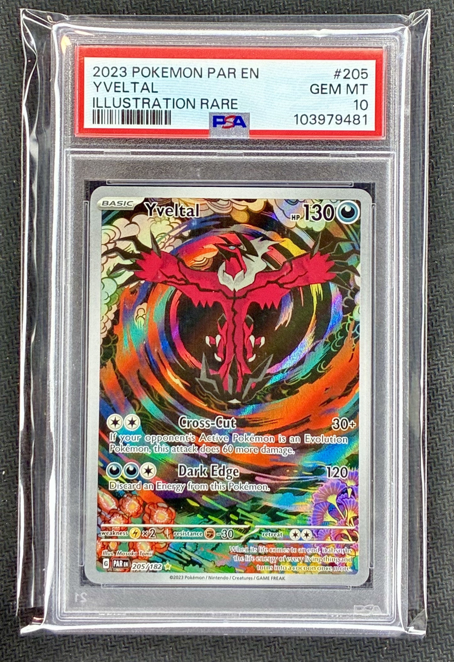 PSA 10 Yveltal 205/182 – Paradox Rift Illustration Rare (English Pokémon Card)