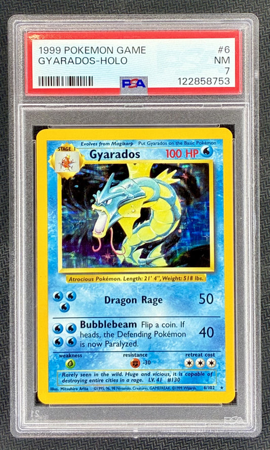 PSA 7 Gyarados 1999 Pokémon Base Set Holo #6/102 Unlimited Vintage Pokémon Card
